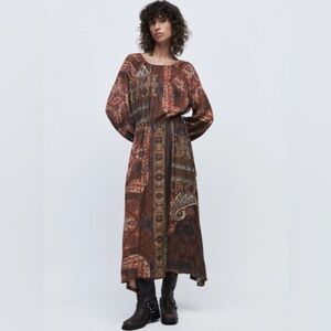 Zara Midi Dress. Paisley Print Mix. Large. NWT!